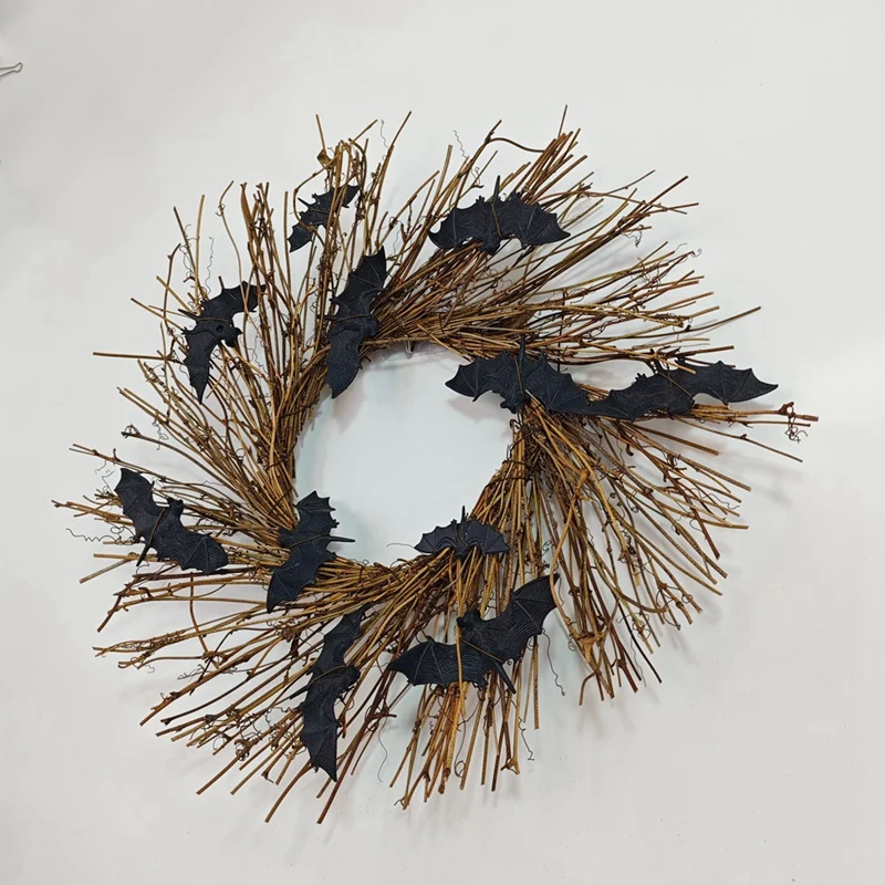 Halloween Wreath Ornaments with Light Black Bat Wreath Pendant Halloween Garland for Front Door Party Home Decorations Props
Halloween Wreath Ornaments with Light Black Bat Wreath Pendant Halloween Garland for Front Door Party Home Decorations Props