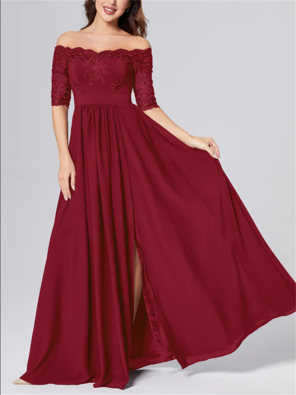 

2024 New Elegant Evening Dress Sky Blue Half Sleeve Elegant Dubai Arabic Dance Dress Party Custom vestidos de noche 2024robes de