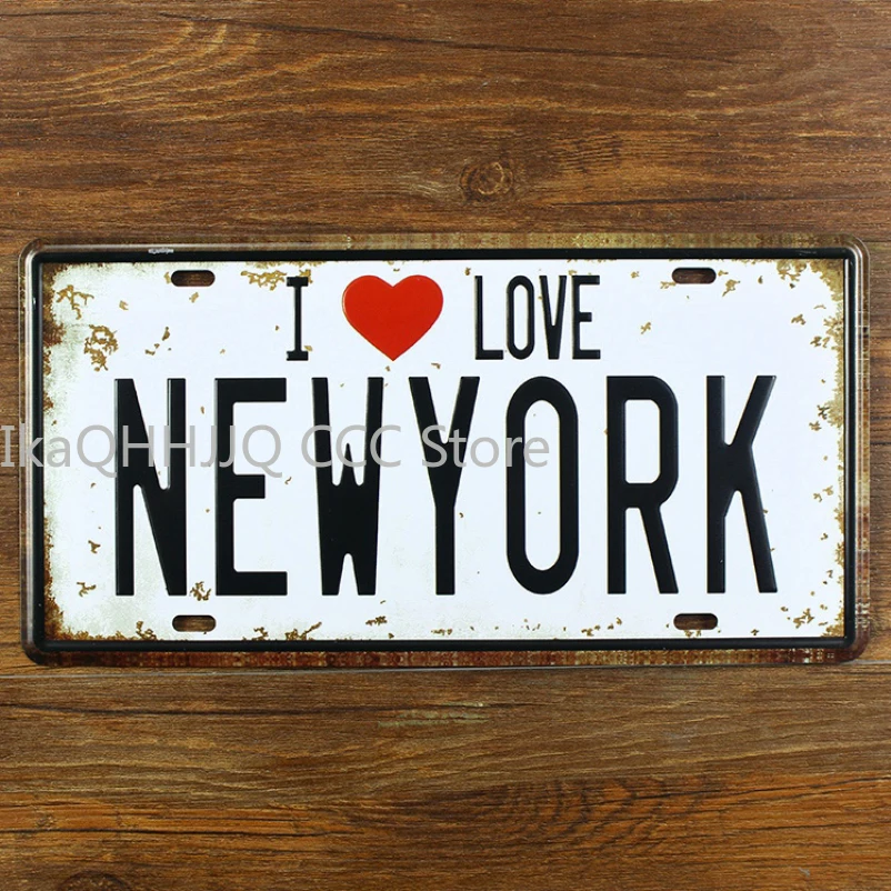 

Женский номерной знак в стиле ретро, винтажные металлические жестяные знаки с надписью «I LOVE NEWYORK», наклейка на табличку с рисунком в гараже, 15x30 см