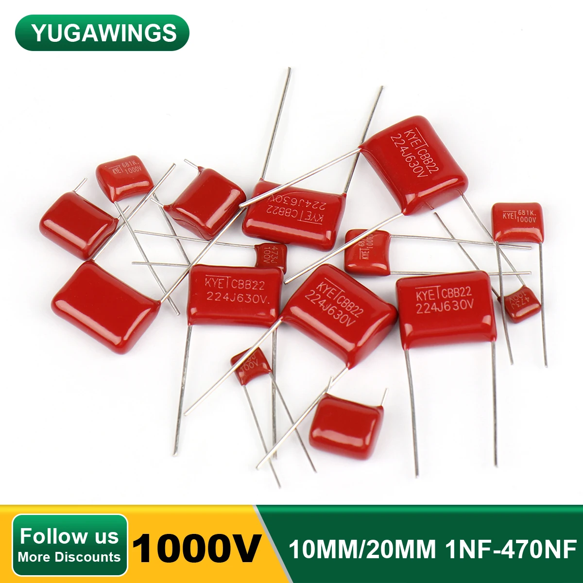 10Pcs CBB Capacitor 1000V CBB Polypropylene Film Capacitor 8/10/15/20MM 101 103 104 105 125J 221 222 223 224 225 332 333 334
10Pcs CBB Capacitor 1000V CBB Polypropylene Film Capacitor 8/10/15/20MM 101 103 104 105 125J 221 222 223 224 225 332 333 334