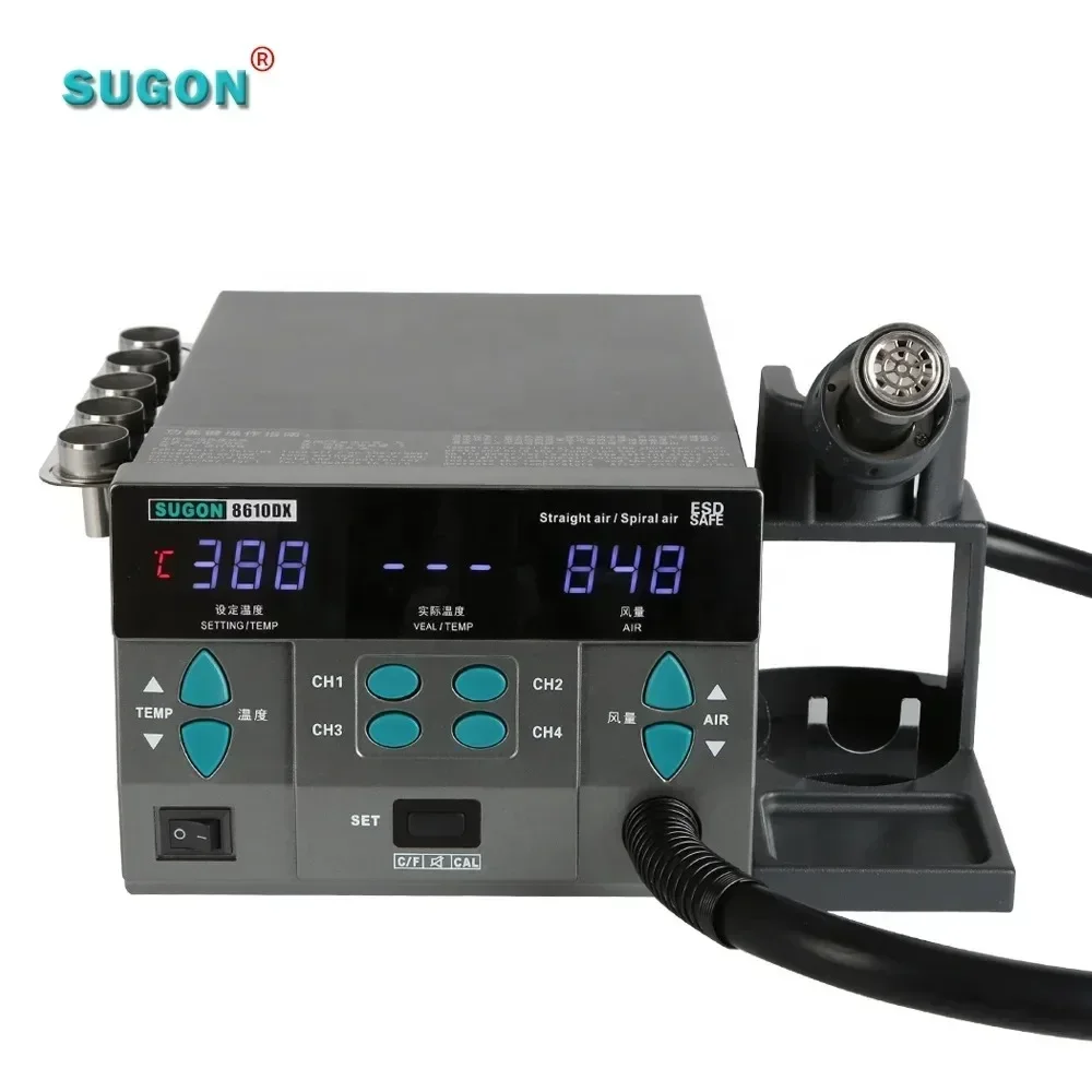 Sugon 8610DX Mobile Repair High Air Volume Temperature Controlled Hot Air Gun Desoldering Station
Sugon 8610DX Mobile Repair High Air Volume Temperature Controlled Hot Air Gun Desoldering Station