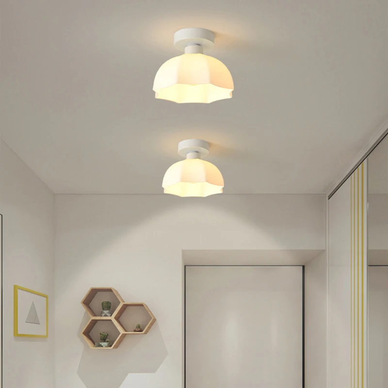 

Nordic Glass Ceiling Light White Cream Lamp Aisle Balcony Hallway Entryway Living Room Cloakroom Home Decoration Led Lamp Lustre