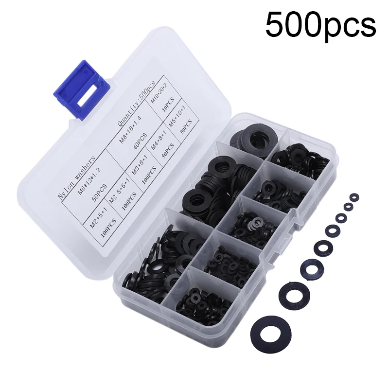 500 Pcs Nylon Washer Plastic Gasket Set Flat Ring M2 M2.5 M3 M8 M10 M12 M16 M20 Plastic Flat Washer Spacer Insulation Seals
500 Pcs Nylon Washer Plastic Gasket Set Flat Ring M2 M2.5 M3 M8 M10 M12 M16 M20 Plastic Flat Washer Spacer Insulation Seals