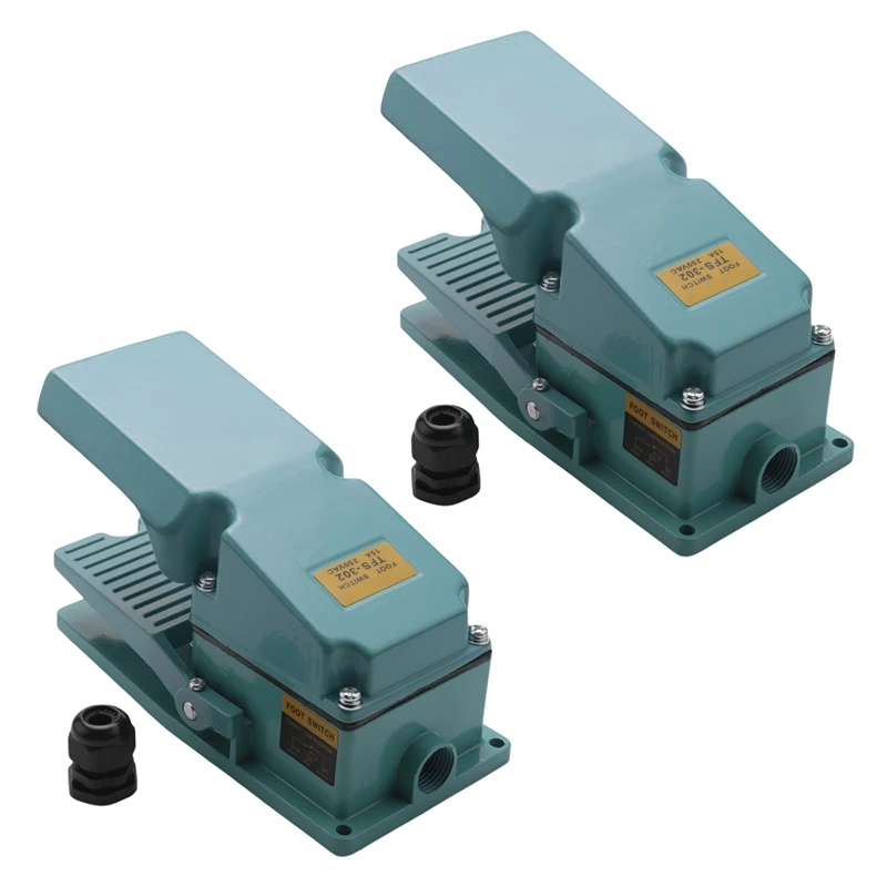 

2X TFS-302 Foot Switch Pedal Switch 15A AC 250V 50HZ For Textile Equipment, Welding Device, Printing Device