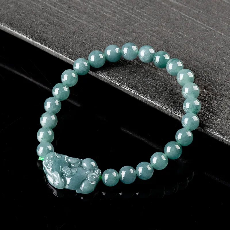 

Blue Jadeite Pixiu Bracelet Man Amulet Accessories Gemstone Real Jewelry Gift Natural Luxury Beads Burmese Jade Carved Bangle