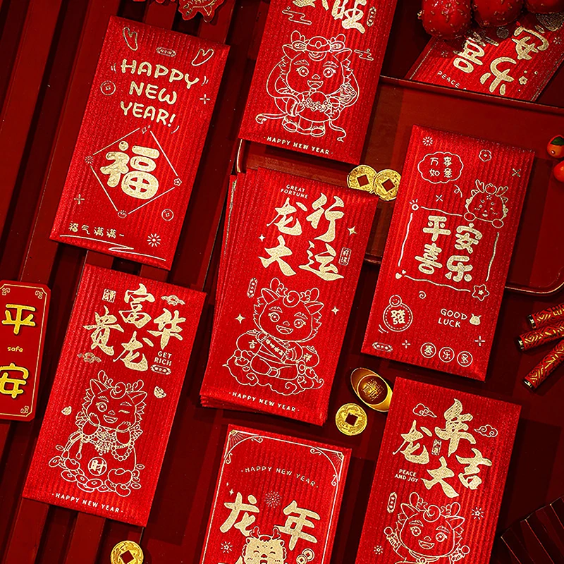 6 шт., красные конверты на новый год 2024, китайские новогодние деньги Hongbao, Детские деньги, красный карман, благословение, свадебные подарки, Декор
6 шт., красные конверты на новый год 2024, китайские новогодние деньги Hongbao, Детские деньги, красный карман, благословение, свадебные подарки, Декор