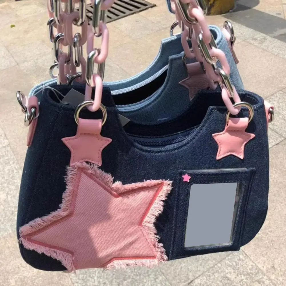 

Denim Tote Bag For Women Quilted Denim Fringe Crossbody Purse Retro Classic Jean Hobo Satchel Handbag Shoulder Crossbody Ba A3L1