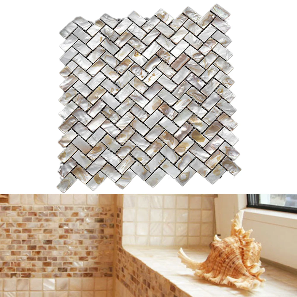 

1pcs Mother Of Pearl Oyster Herringbone Shell Mosaic Tile For Kitchen Backsplash Spa Wall Tiles Flooring
