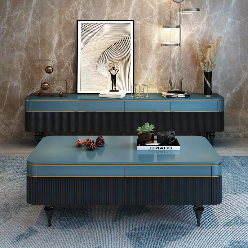 

Итальянский роскошный чайный столик, шкафчик для телевизора, комбинированная вилла, гостиная, дизайнерский стиль, современная простота