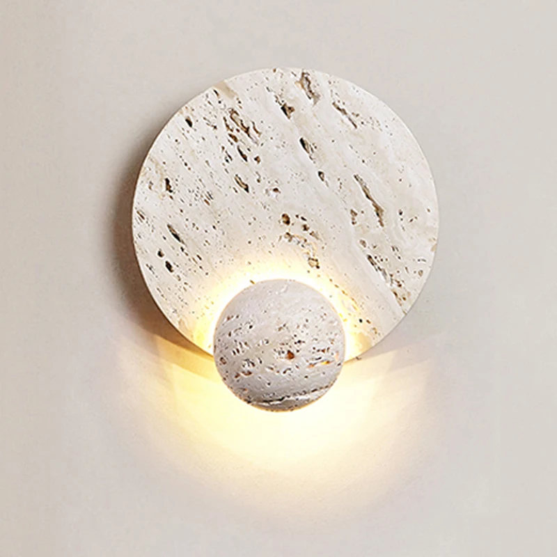 

New Type Natural White Cave Stone Creative Design Disk Wall Lamp Modern Simple Room Living Room Background Decoration Led Lights