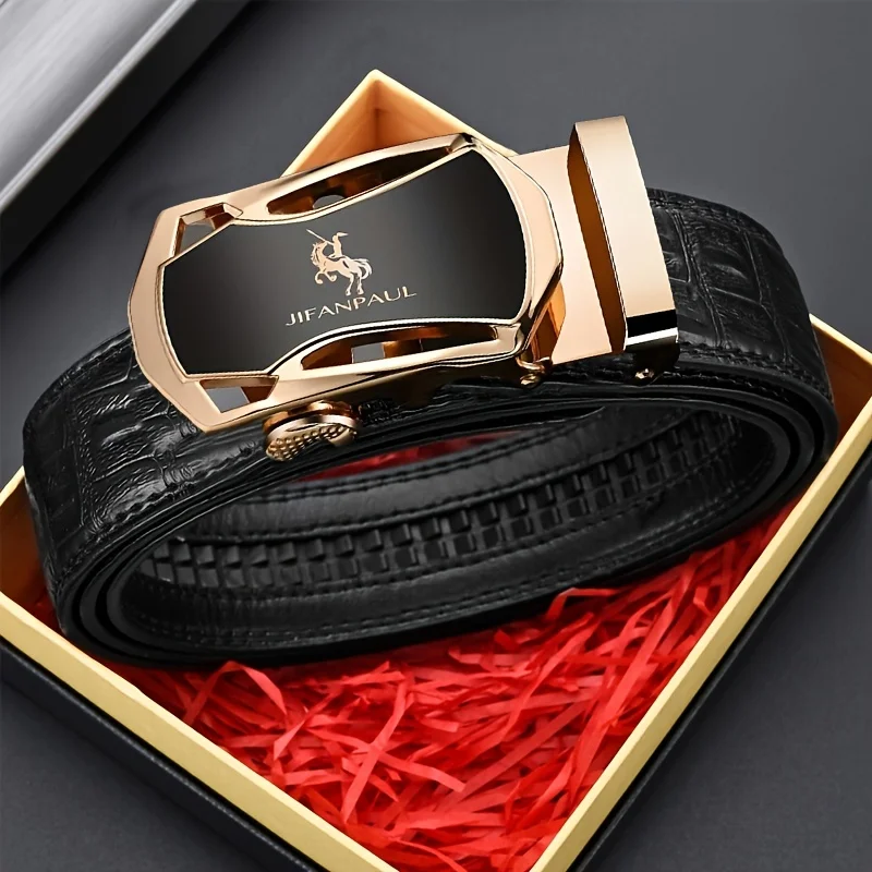 JIFANAUL Men's Famous Brand Belt High Quality Leather Luxury Belt Metal Automatic Buckle Belt Crocodile Pattern Fashion Belt JIFANAUL Men's Famous Brand Belt High Quality Leather Luxury Belt Metal Automatic Buckle Belt Crocodile Pattern Fashion Belt