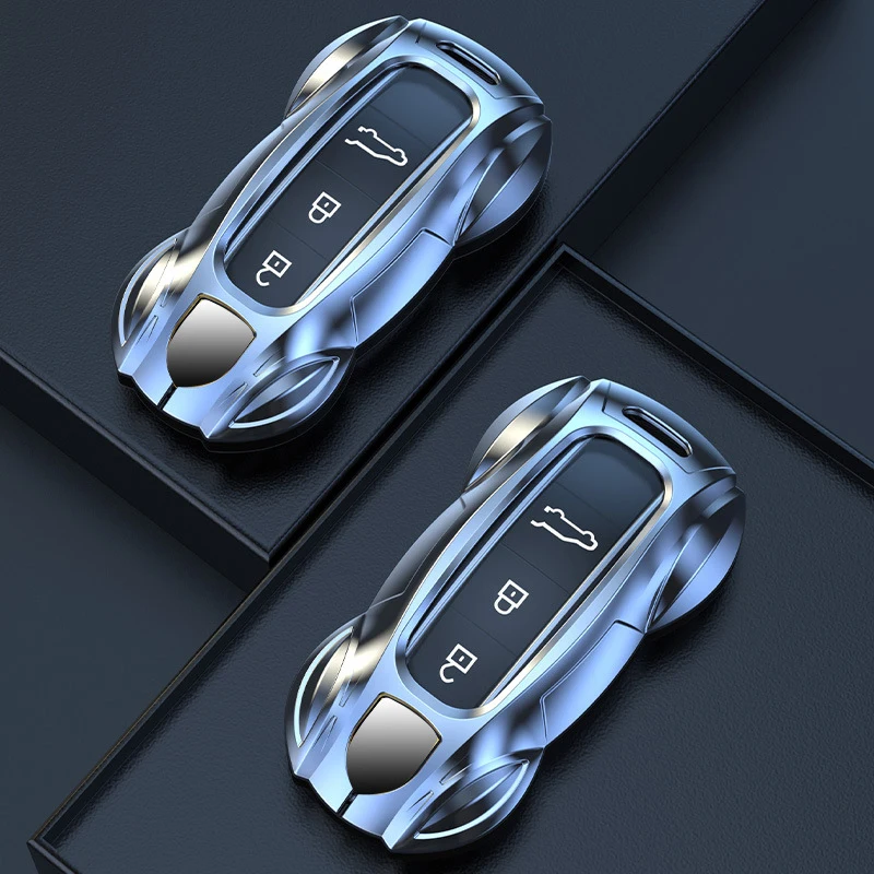 

Zinc Alloy Sports Car Streamline Design Smart Remote Key Case Fob Covers Set Shell For Porsche Panamera Cayman 911 992 Taycan