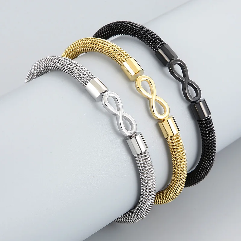 Fashional Stainless Steel 8 Characters Twisted Mesh Chain Bracelet For Men Women Gold Color Female Love Gifts Party Jewelry
Fashional Stainless Steel 8 Characters Twisted Mesh Chain Bracelet For Men Women Gold Color Female Love Gifts Party Jewelry