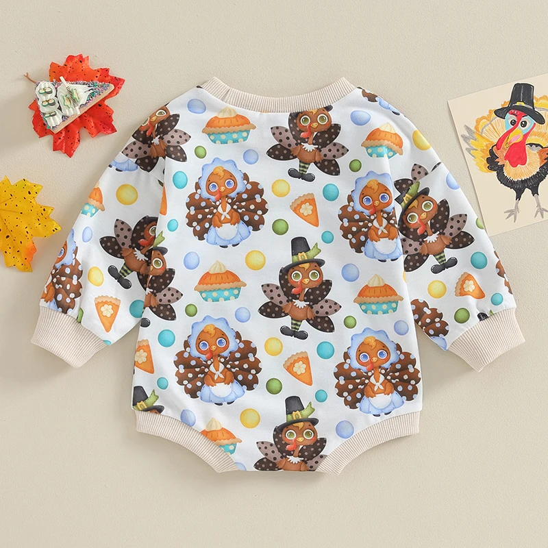 Infant Baby Thanksgiving Sweatshirt Jumpsuit Cartoon Turkey Print Round Neck Long Sleeve Romper Toddler Clothes
Infant Baby Thanksgiving Sweatshirt Jumpsuit Cartoon Turkey Print Round Neck Long Sleeve Romper Toddler Clothes