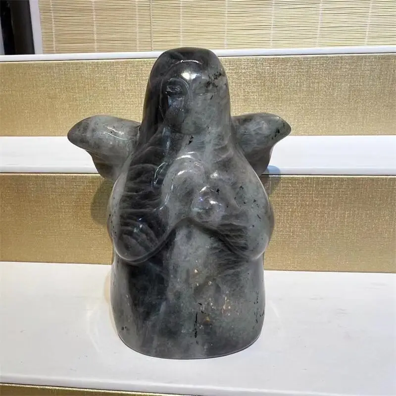 

Natural Labradorite Angel Statue Carving Crystal Hand Carved Quartz Spiritual Healing Reiki Home Decor Craft 1PCS