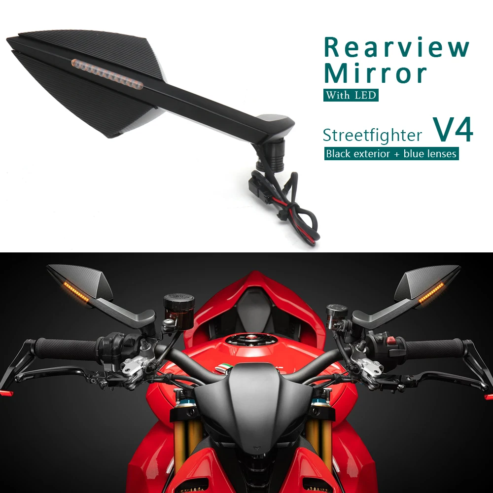

STREETFIGHTER V4 New Side Mirrors With LED Turn Signal Indicator Motorcycle Rearview Mirror For Ducati Streetfighter V4