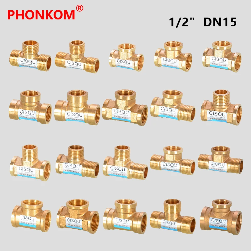 PHONKOM 3 Way Thread Tee Type Brass Plumbing fittings 1/2" DN15 Tee Joint 1/2 inch Tee-junction Water Pipe Fittings Male/Female
PHONKOM 3 Way Thread Tee Type Brass Plumbing fittings 1/2" DN15 Tee Joint 1/2 inch Tee-junction Water Pipe Fittings Male/Female