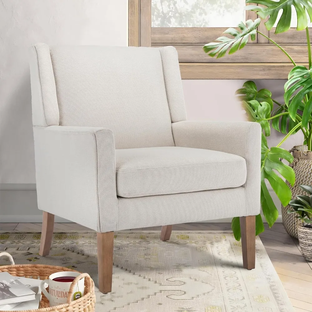 Modern Wing-back Living Room Chair, Upholstered Fabric Upholstered Armchair for Bedroom, Office, Beige
Modern Wing-back Living Room Chair, Upholstered Fabric Upholstered Armchair for Bedroom, Office, Beige