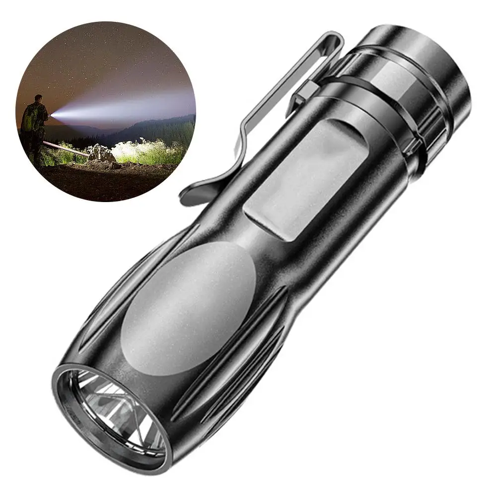 

Plastic High Light Flashlight Outdoor Spotlight Long Rechargeable Mini Small With Clip Flashlight Pen Range Flashlight S0T0