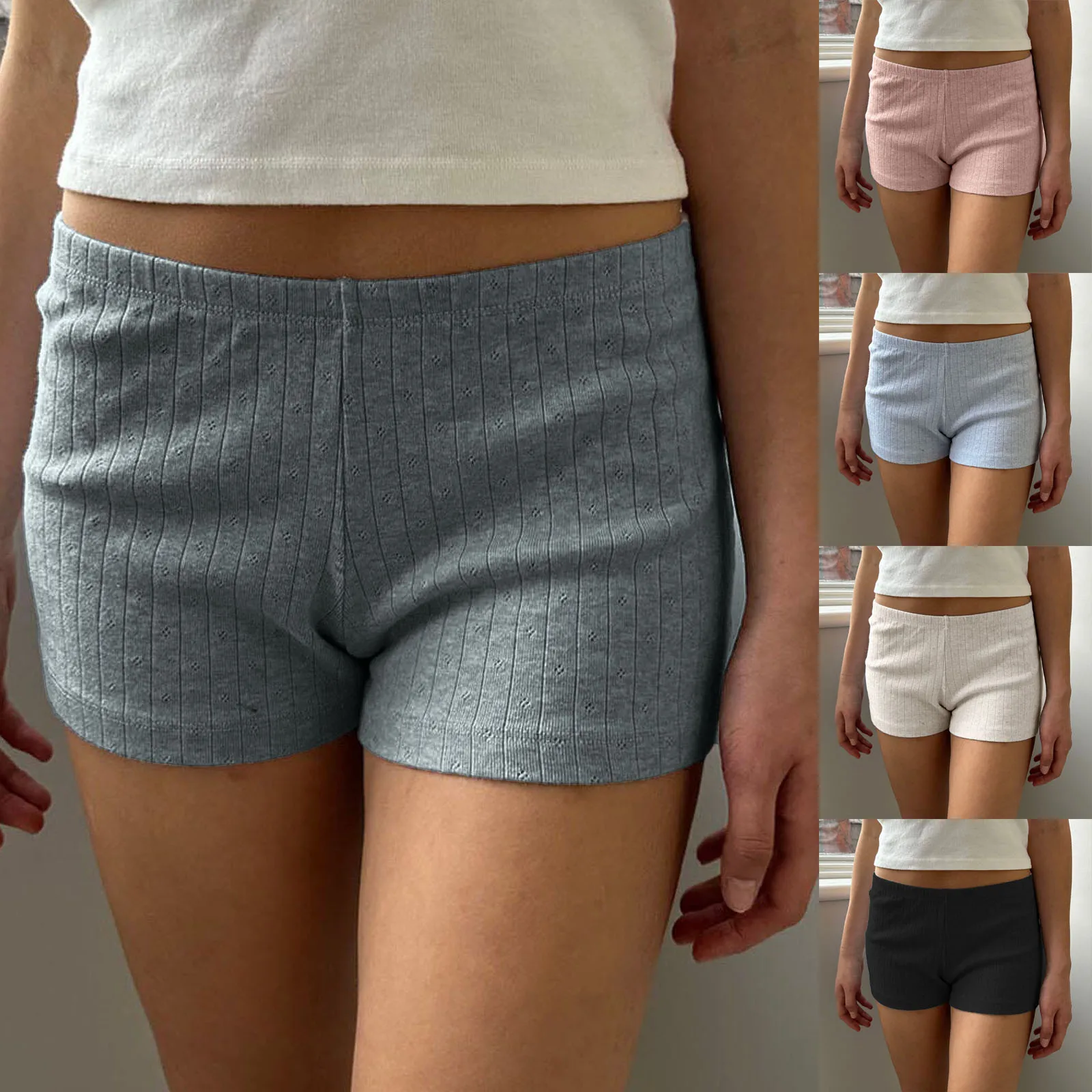 

Summer Women Lounge Shorts Elastic Waist Solid Slim FIt Pajama Shorts Summer Sleepwear Loungewear