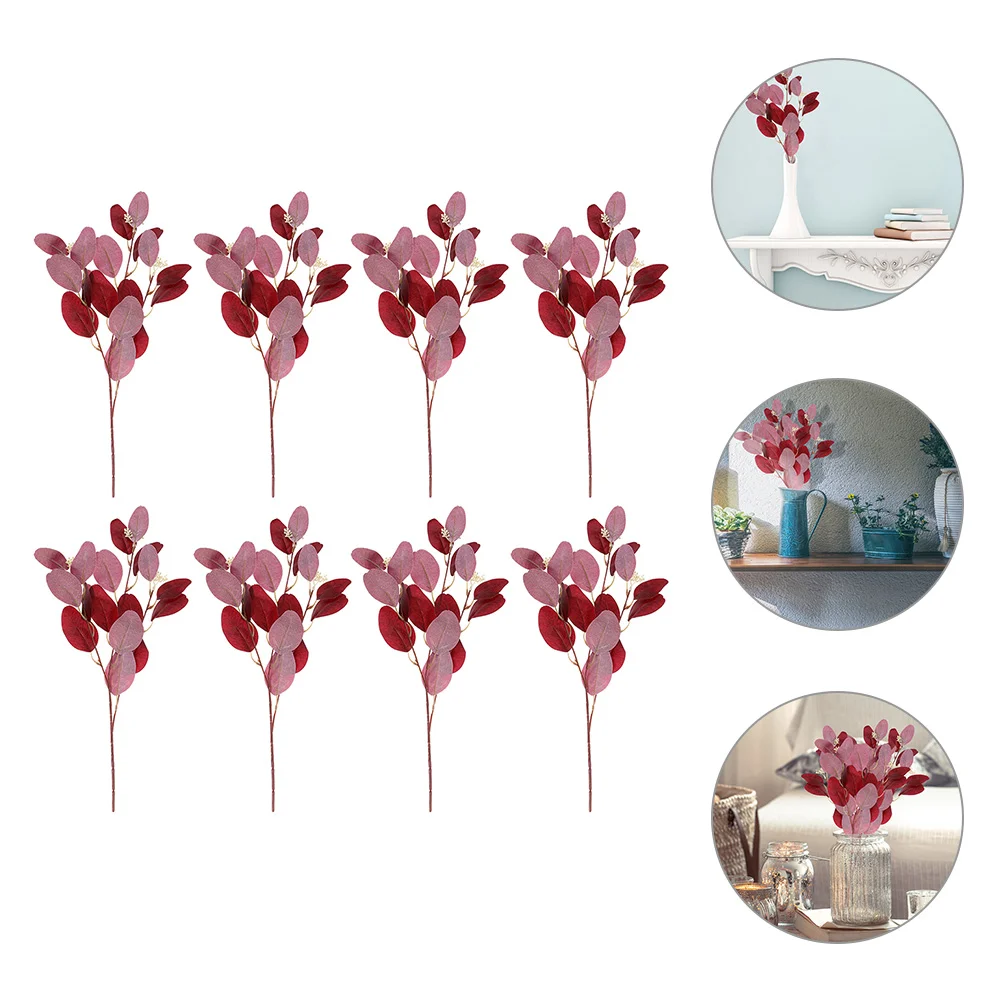 

Simulated Eucalyptus Leaves Artificial Flowers Plants Picks Fake Ornaments Stems Decors Wedding Leaf Branch Adornments