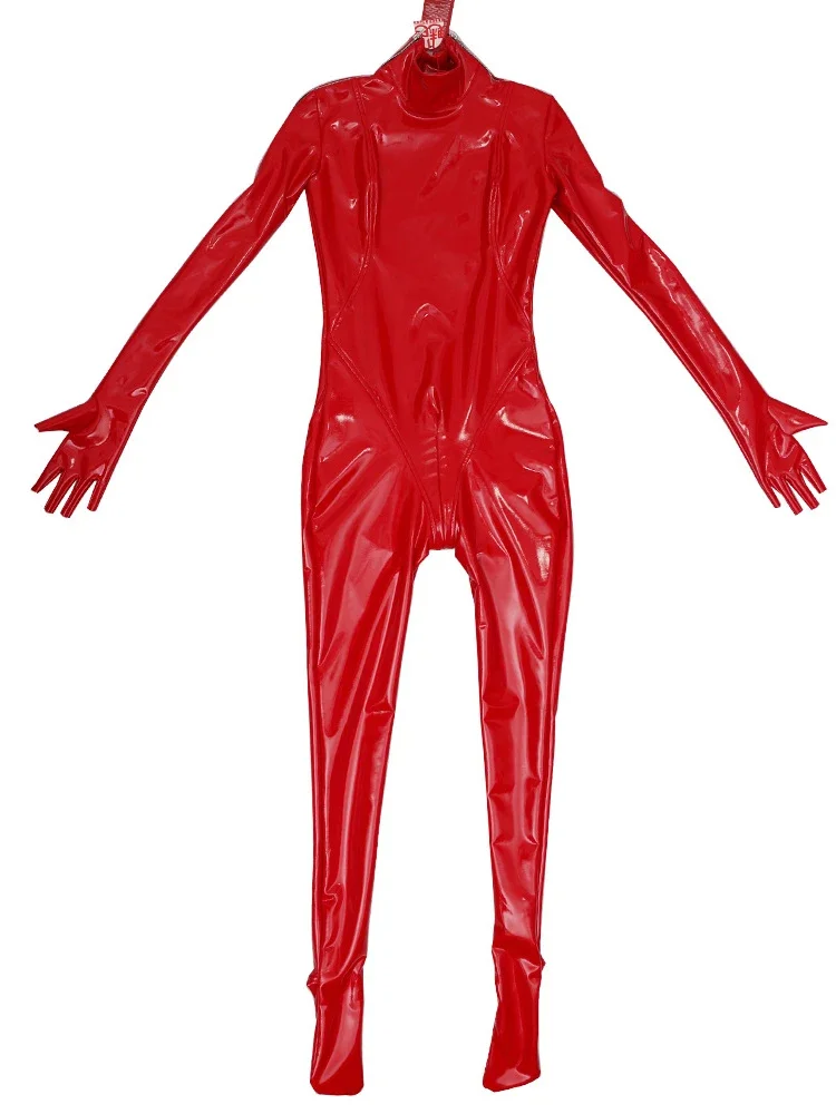 Sexy Wetlook PVC Jumpsuit For Women High Elastic Turtleneck Bodysuit With Halt Finger Gloves Night Club Outfit Zentai Zip Crotch
Sexy Wetlook PVC Jumpsuit For Women High Elastic Turtleneck Bodysuit With Halt Finger Gloves Night Club Outfit Zentai Zip Crotch