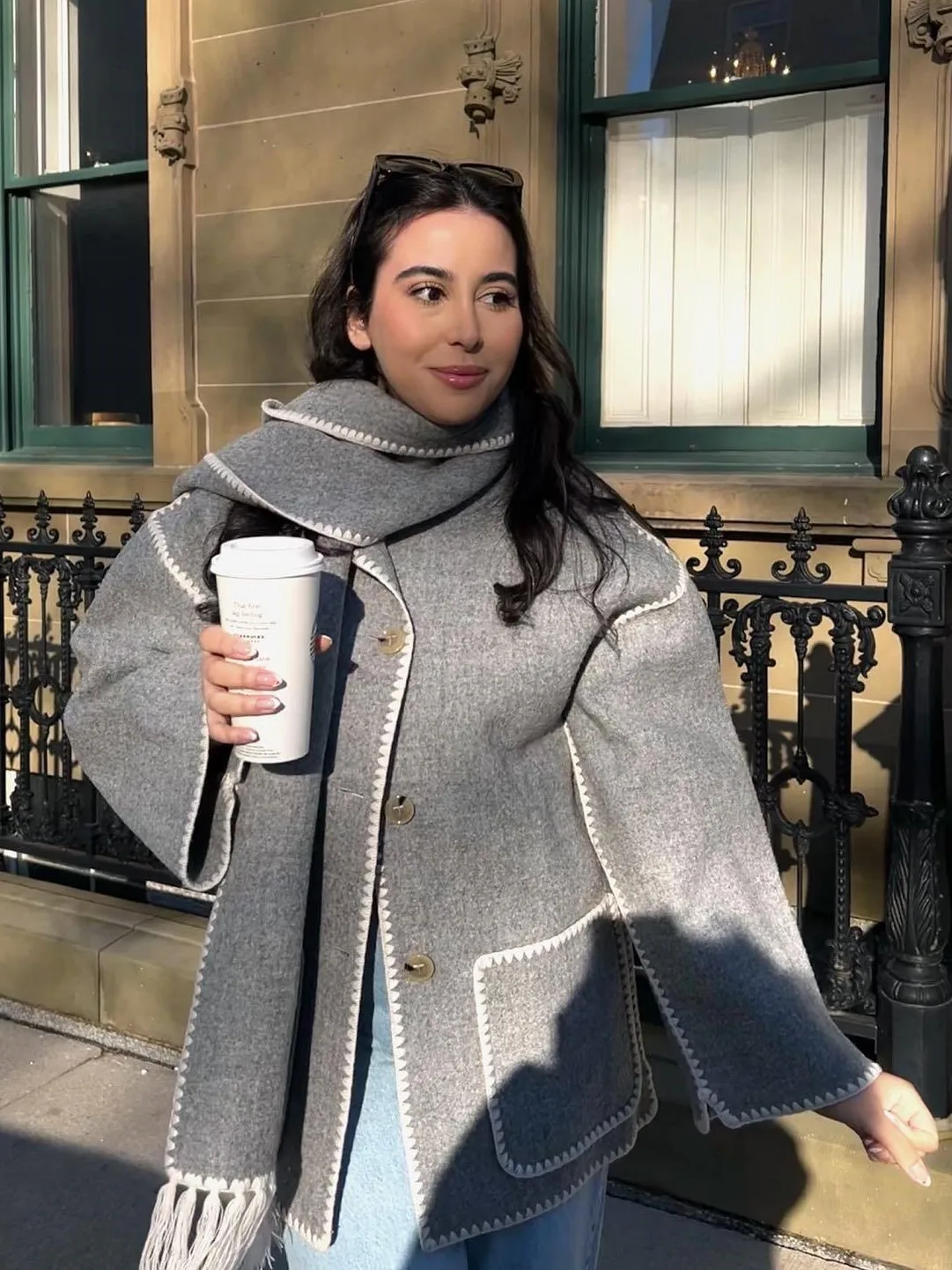 Women Coat Fringe Scarf Collar Single Breasted Double-sided Woolen Embroidery Trim Pockets Casual 2023 Autumn Winter Jacket 
Women Coat Fringe Scarf Collar Single Breasted Double-sided Woolen Embroidery Trim Pockets Casual 2023 Autumn Winter Jacket