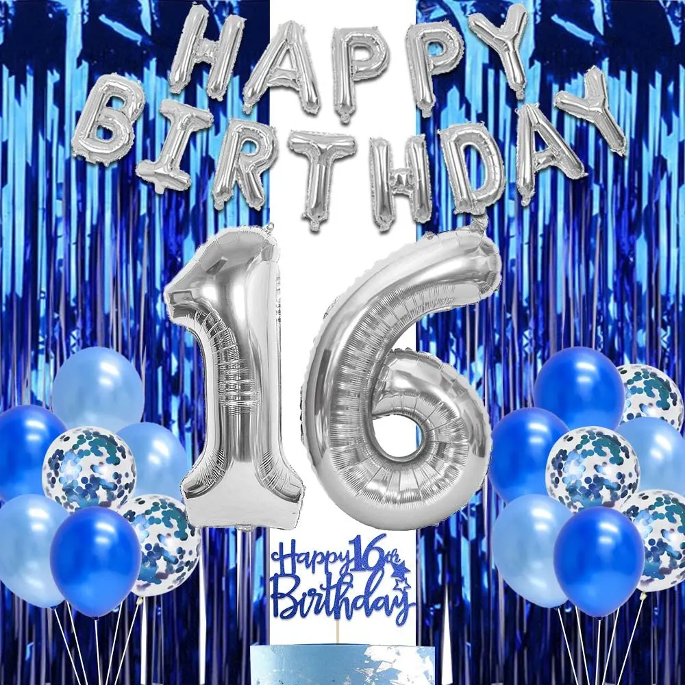 16th Birthday Party Decorations Sweet 16 Years Old Birthday Supplies for Boy Girl Number 16 Balloons Fringe Curtain Backdrop
16th Birthday Party Decorations Sweet 16 Years Old Birthday Supplies for Boy Girl Number 16 Balloons Fringe Curtain Backdrop