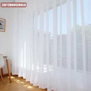 모던 단순한 얇은 창문 커튼, 모던 보일 커튼, 창문 커튼, 주방 거실용 단색 흰색 커튼 상품 이미지