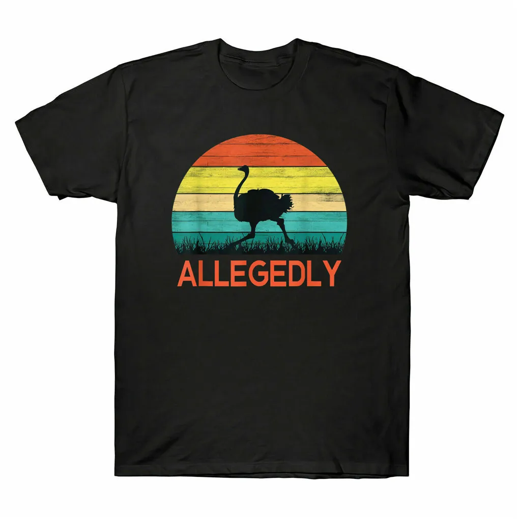 

Как утверждено, Черная Мужская футболка с рисунком страуса, без света, для любителей птиц, для молодежи среднего возраста