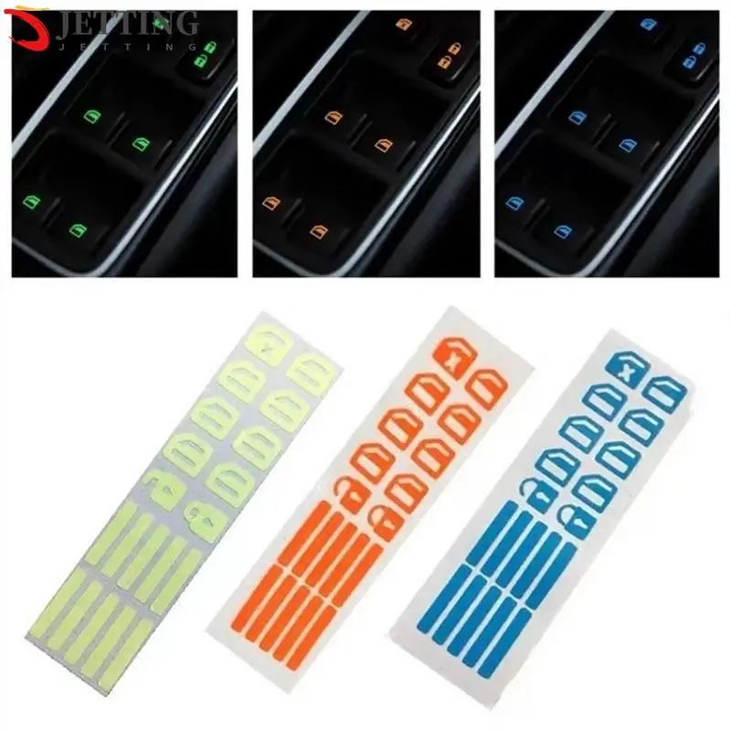 

1Sheet Car Window Lifter Luminous Switch Button Stickers Door Window Lift Night Safety Switch Decoration Fluorescent Decals