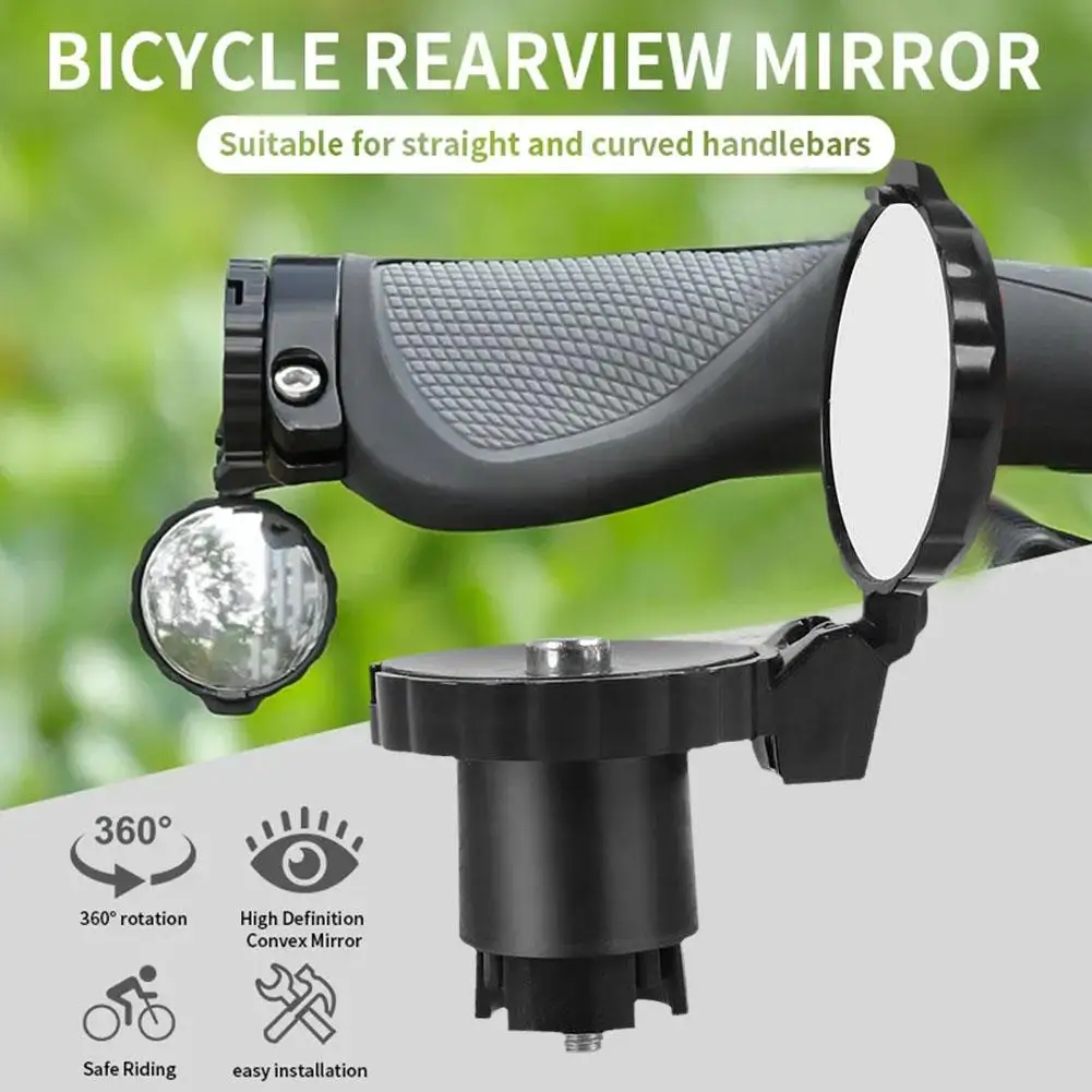 

1 Pc Bicycle Handlebar Plug Rearview Mirror Adjustable Rotate Clear Cycling Handlebar Convex View Mirrors For Mtb Road Bike B1t5