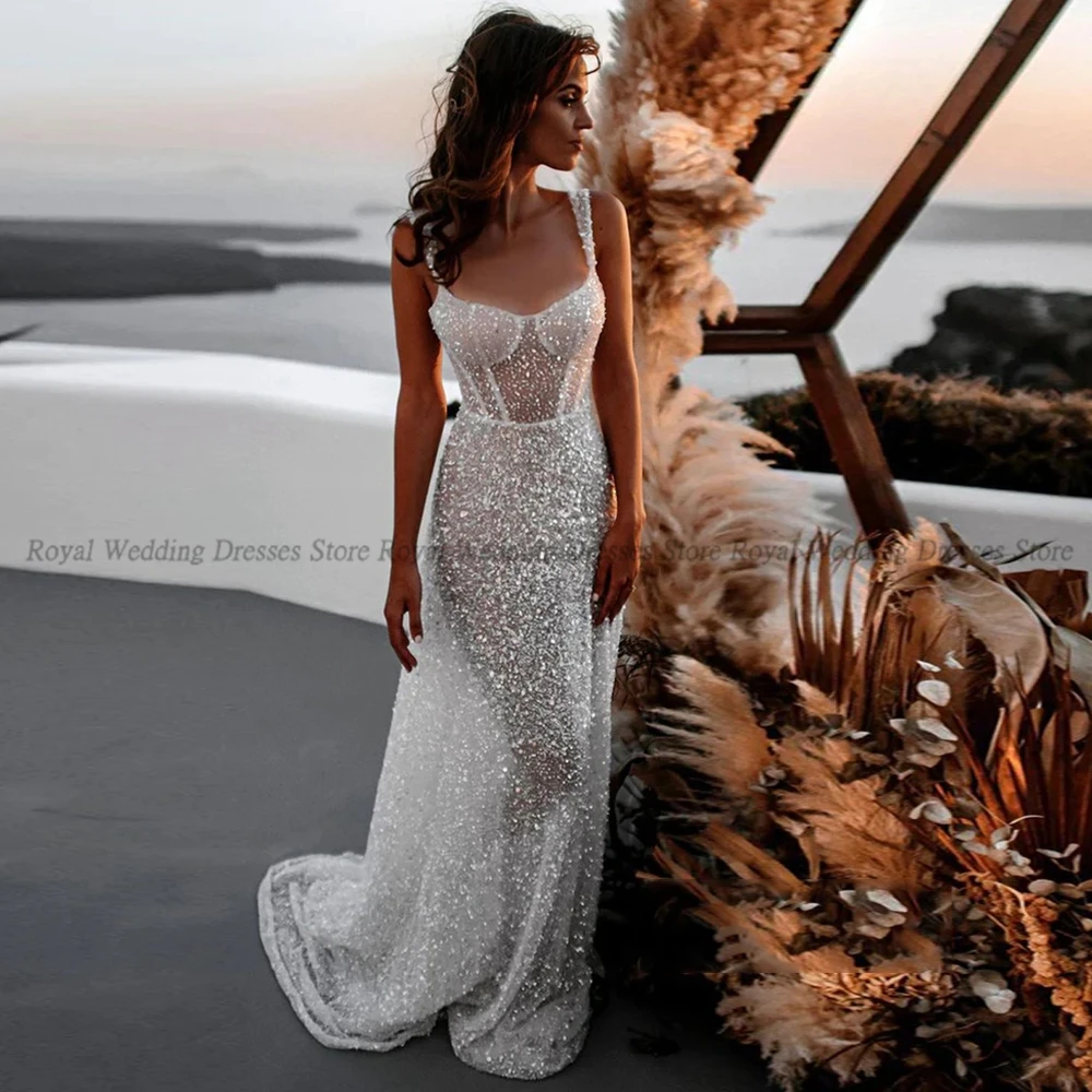 RANMO Mermaid Wedding Dresses Spaghetti Lace Handmade Flower Paillette V Neck Open Back 2022 Floor Length Gowns Robe De Ma
RANMO Mermaid Wedding Dresses Spaghetti Lace Handmade Flower Paillette V Neck Open Back 2022 Floor Length Gowns Robe De Ma