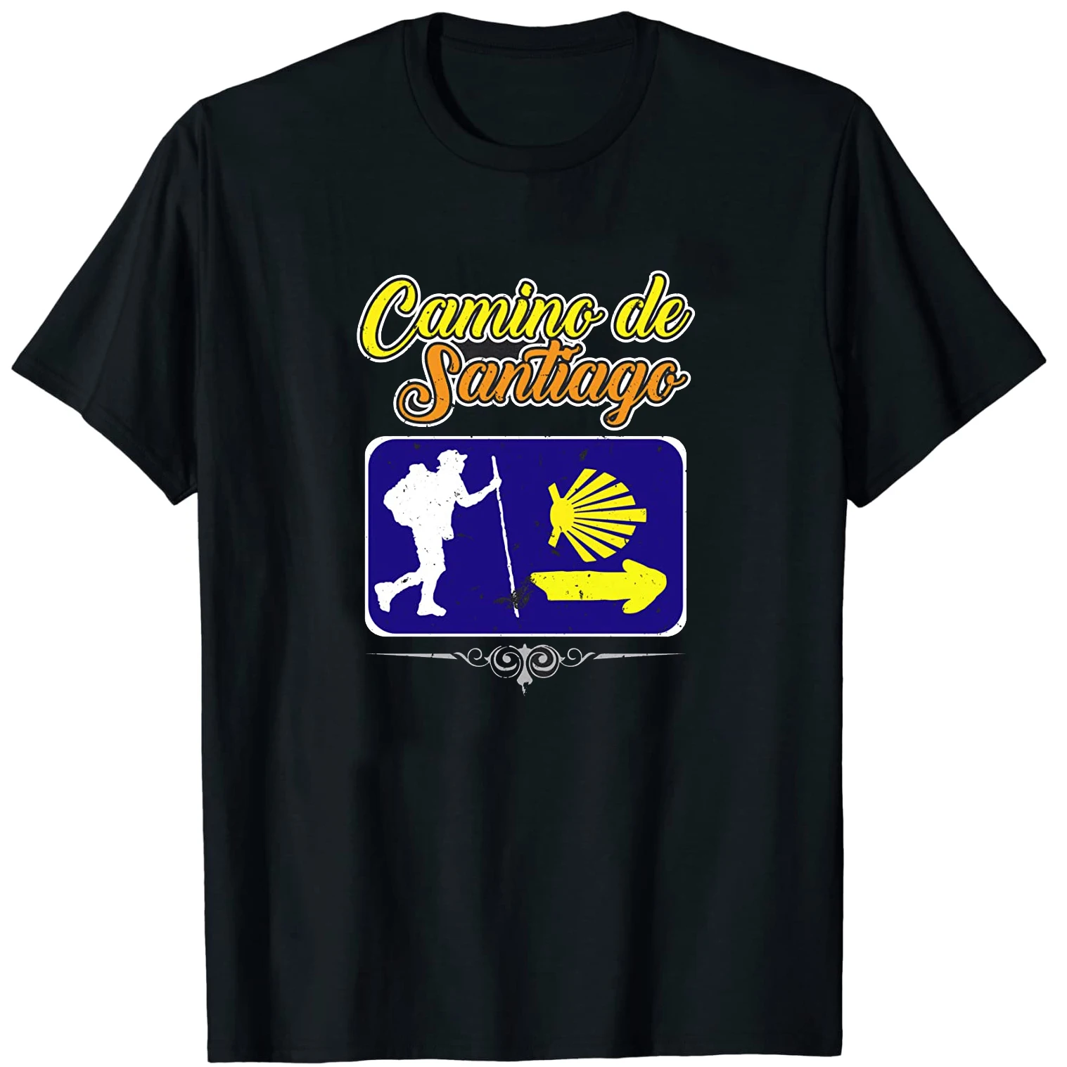 

Camino De Santiago Hiking Trail T-Shirt New 100% Cotton Short Sleeve O-Neck Harajuku Casual Mens T-shirt Streetwear