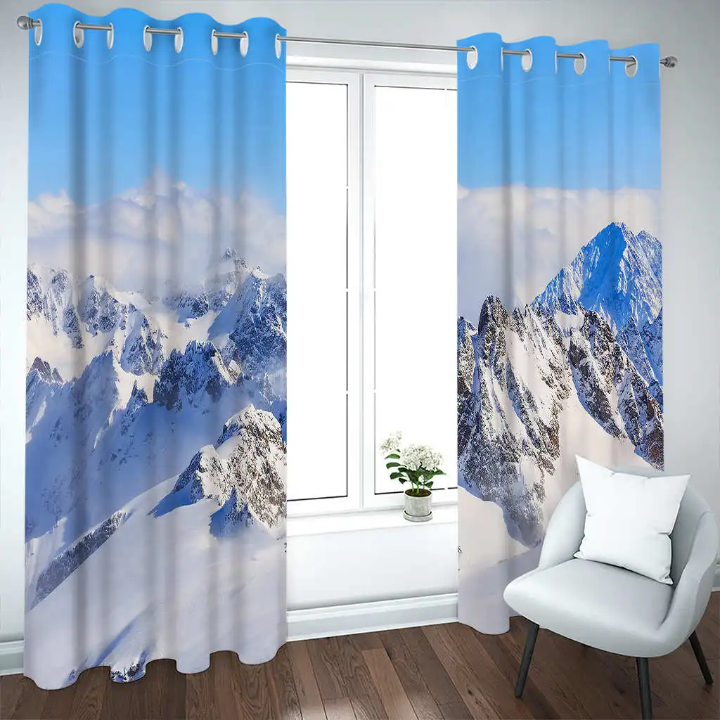 

Forest 3D Printing Home Curtains Snow Scene Blackout Background Curtains カーテン Cotinas De Sala Curtains for Living Room