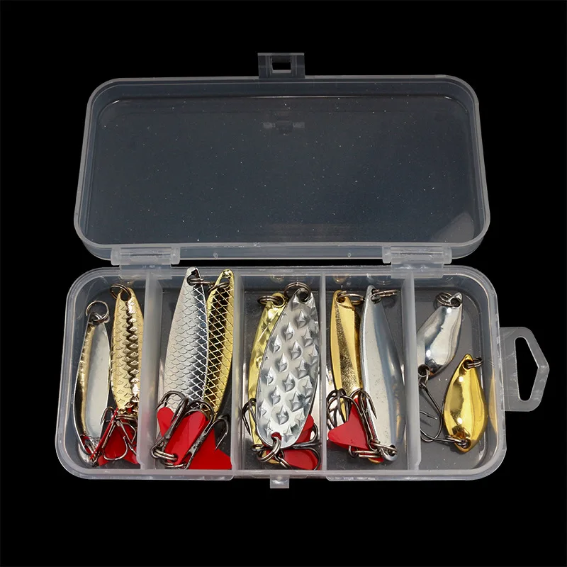 new 10PCS/Set Gold And Sliver Metal Jig Spoon Spinner Fishing Lure Wobbler Bait Set with Fishing Tackle Box Kit For Fishing
new 10PCS/Set Gold And Sliver Metal Jig Spoon Spinner Fishing Lure Wobbler Bait Set with Fishing Tackle Box Kit For Fishing