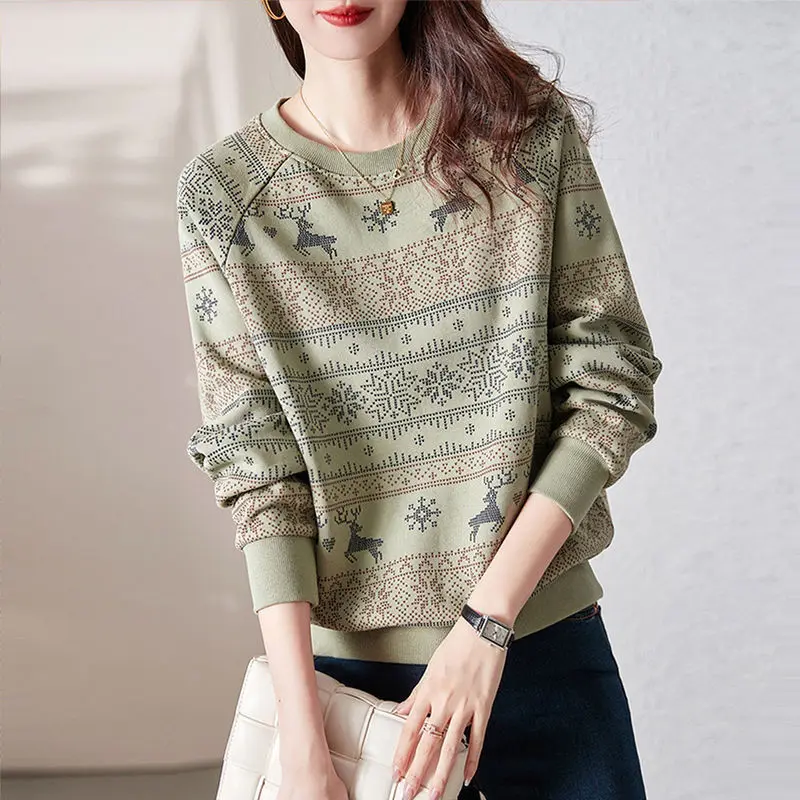 Women's Autumn and Winter New Fashion Elegant Round Neck Print Pullover Casual Versatile Long Sleeve Loose Sweatshirts Tops
Women's Autumn and Winter New Fashion Elegant Round Neck Print Pullover Casual Versatile Long Sleeve Loose Sweatshirts Tops