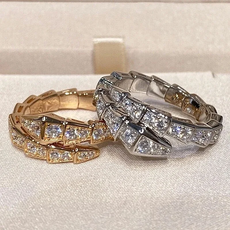 

2024 New S925 Sterling Silver High Quality Fashion Snake Bone Women's Ring, Luxury Jewelry and Exquisite Valentine's Day Gift