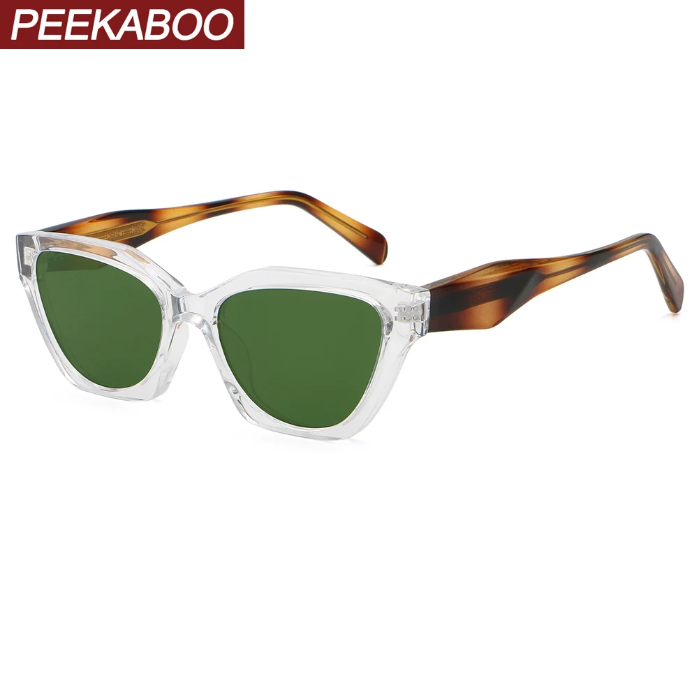 

Peekaboo unisex square frame sunglasses uv400 men CP acetate cat eye sun glasses for women green brown 2024 male dropshipping