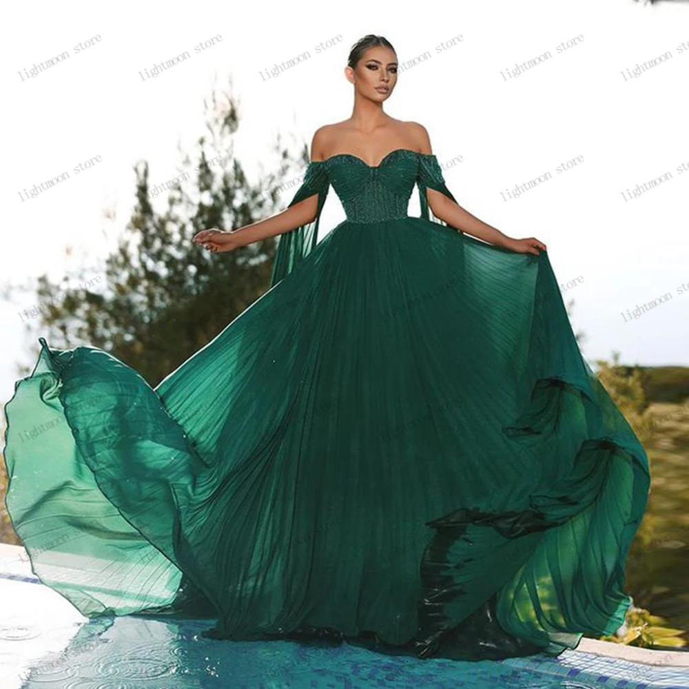 

Graceful Prom Dress A-Line Evening Dresses Tulle Tiered Off The Shoulder Ball Gowns Floor Length Robes Vestidos De Gala 2024