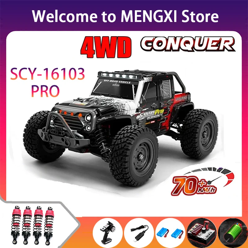 

Rc Cars 16103Pro 50km/h Or 70km/h With LED 1/16 Brushless Moter 4WD Off Road 4x4 High Speed Drift Monster Truck Kids Toys Gift