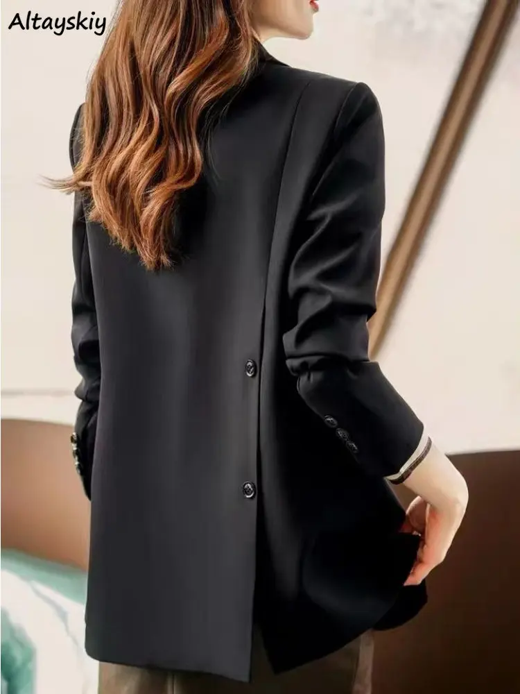 

New Spring Blazers Women Temperament Office Lady Vintage Mature Gentle Designed Chic Trendy Pure Feminino Overcoats OOTD Leisure