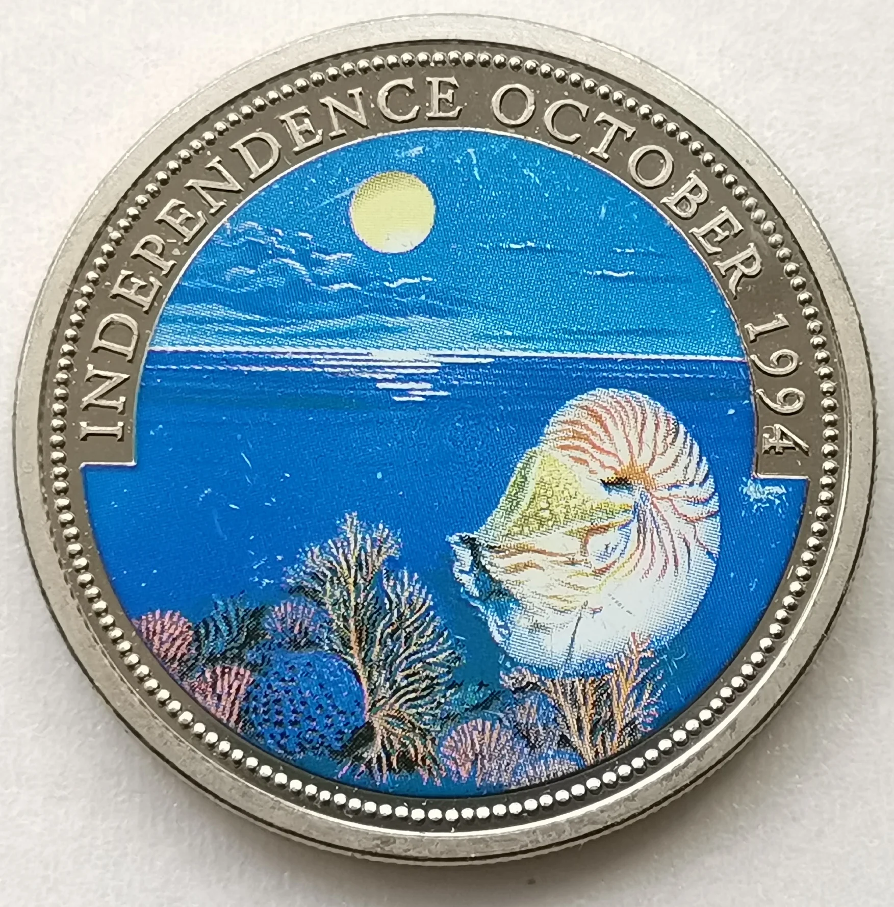 Mermaid Series-Nautilidae 38mm Palau 1994 1 Yuan Protection Marine Animal Color Commemorative Coin
Mermaid Series-Nautilidae 38mm Palau 1994 1 Yuan Protection Marine Animal Color Commemorative Coin