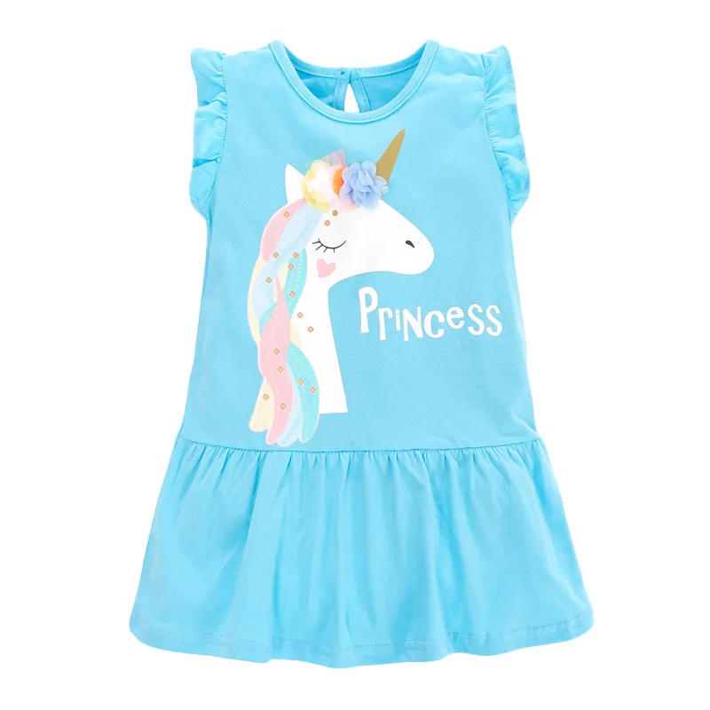 Little maven 2022 Baby Girls Summer Dress Blue Unicorn Pretty Children Casual Clothes Cotton for Kids 2-7 year Little maven 2022 Baby Girls Summer Dress Blue Unicorn Pretty Children Casual Clothes Cotton for Kids 2-7 year