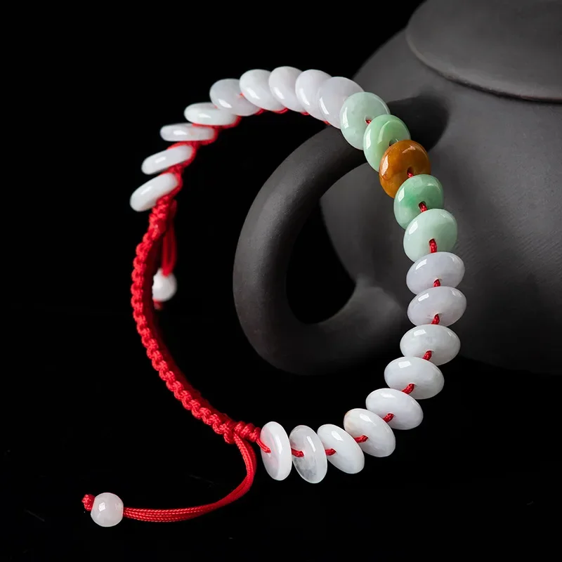 

Burmese Jade Donut Bracelets Man Amulet Emerald Women Natural Jadeite Bangles Charm Carved Fashion Gift White Gifts Jewelry