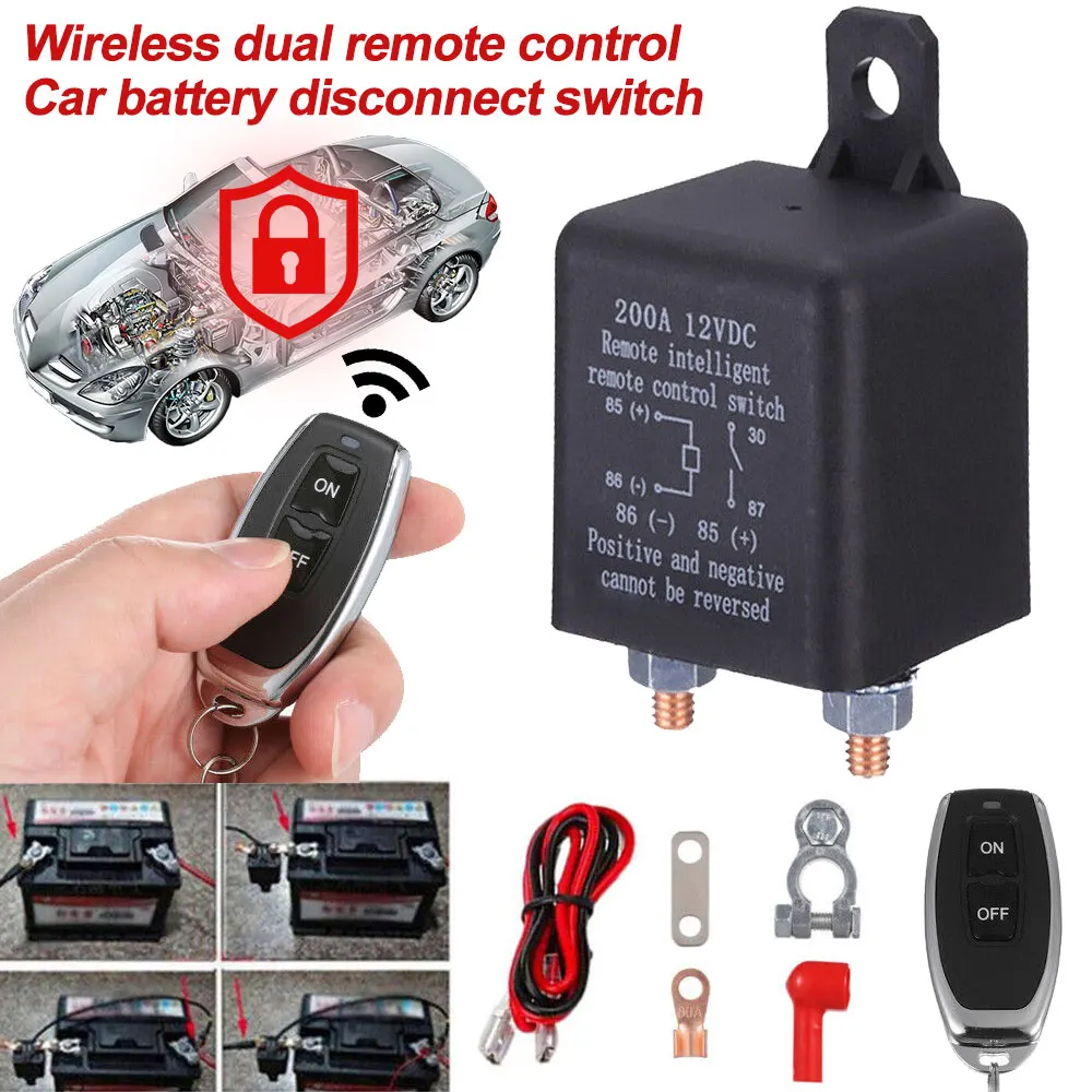 

12V 200A Car Auto Universal Battery Switch Relay Integrated Wireless Remote Control Disconnect Cut Off Isolator Master Switches