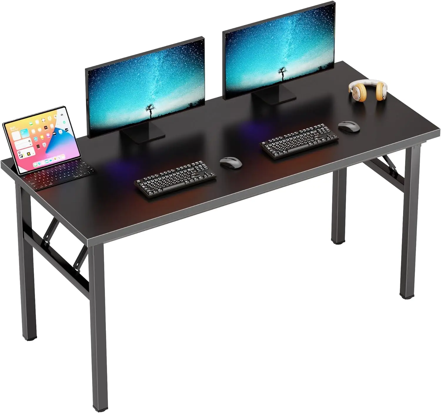 

62 Inches Large Home Office Folding Computer Desk, No Install Needed, Composite Wood Board, Folding Dining Table/Works