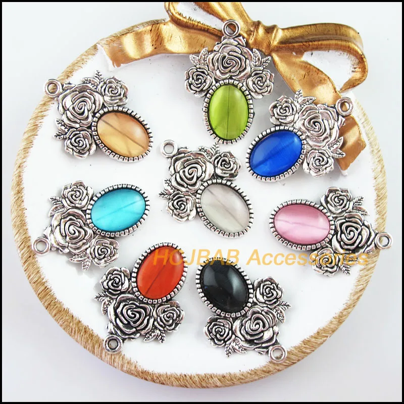 Fashion New 8Pcs Tibetan Silver Plated Retro Rose Mixed Cat eye Stone Charms Pendants 23x32mm
Fashion New 8Pcs Tibetan Silver Plated Retro Rose Mixed Cat eye Stone Charms Pendants 23x32mm