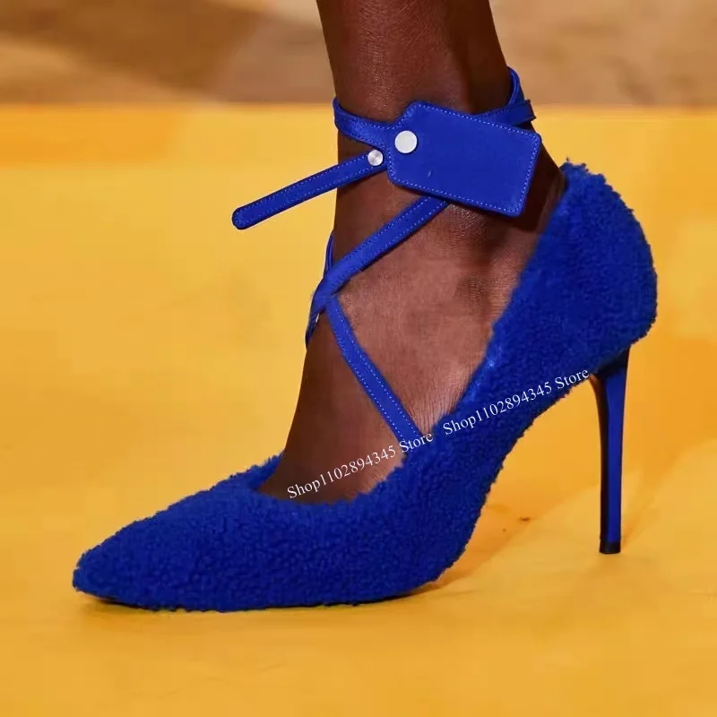 Blue Lace Up Fur Decor Pumps Pointed Toe Shallow Thin High Heel Fashion Sexy Summer Casual Big Size Woman Shoes Zapatillas Mujer
Blue Lace Up Fur Decor Pumps Pointed Toe Shallow Thin High Heel Fashion Sexy Summer Casual Big Size Woman Shoes Zapatillas Mujer