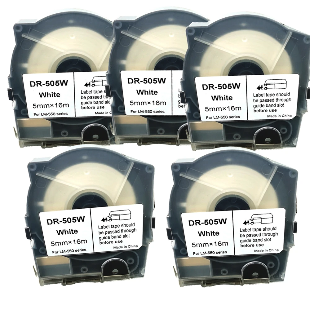 

5PCS Tape Cassette DR-505/09/12 5mm 9mm 12mmX16m White Stickers For MAX LETATWIN Cabel ID Printer LM-550A/E Label Typewriter